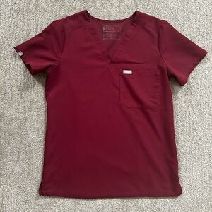 Figs Burgundy Scrub Top